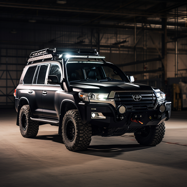 armoured toyato Land Cruiser with parts by sheet metal fabrication company 