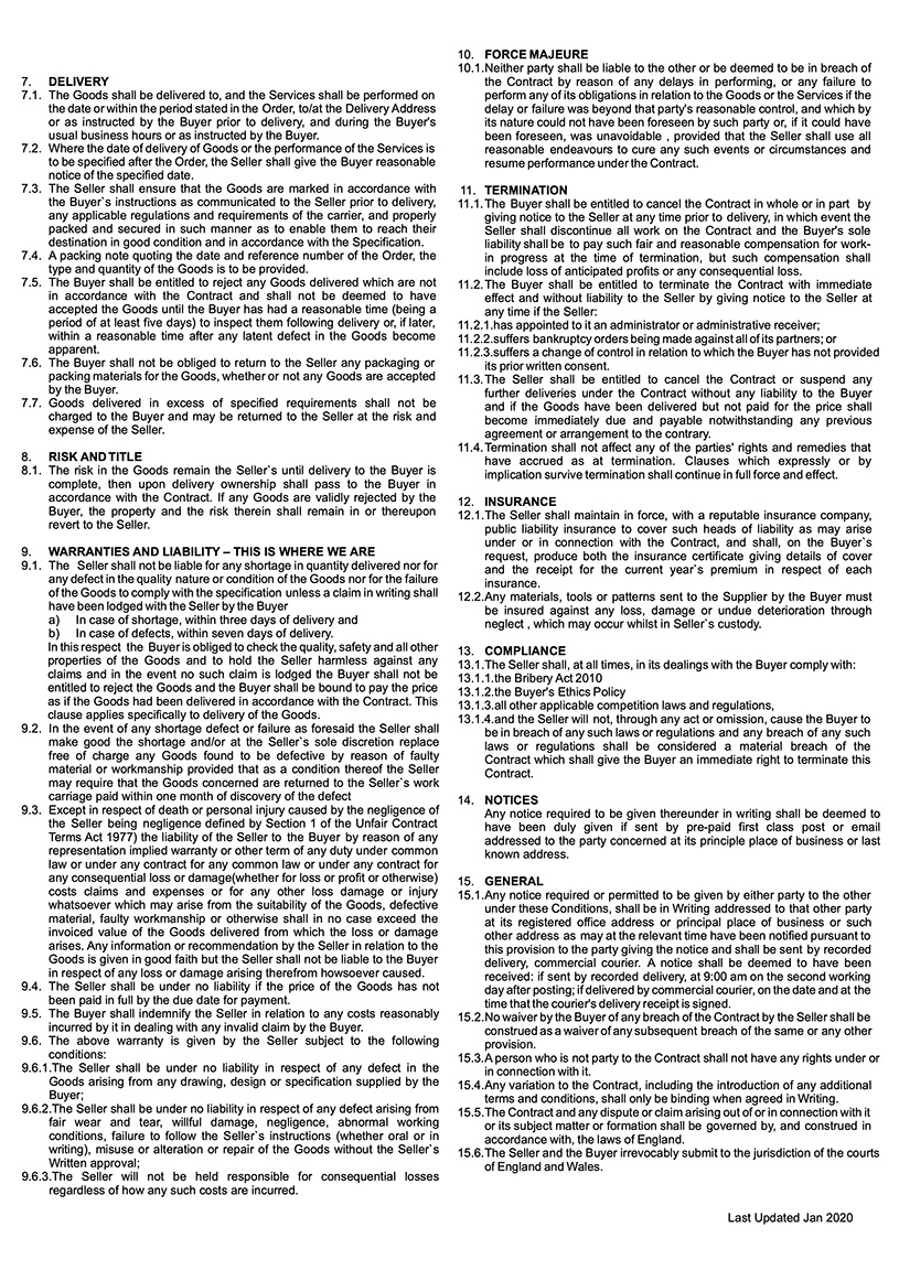 Terms and Conditions Universal Fabrications (Coventry) Ltd