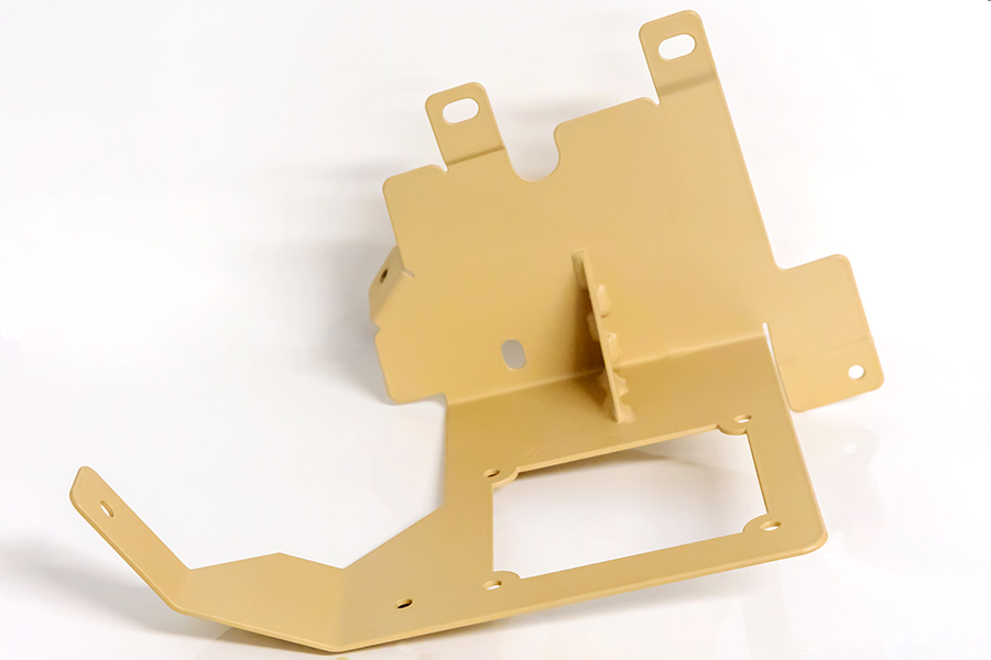 laser cut part in Desert Tan colour manufactured by sheet metal fabrication company